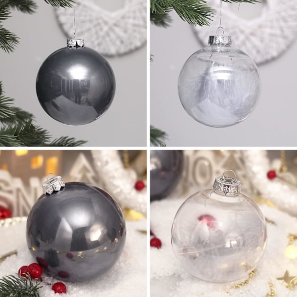 2,76\" Julekule Sett, Klar Plast Shatterproof Julepynt