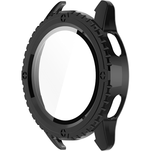 Fuld Dækning Etui med Skærmbeskytter Kompatibel med Xiaomi Watch S3, PC og Ægte Glas Beskyttelses Etui Cover (PC Sort) Sort
