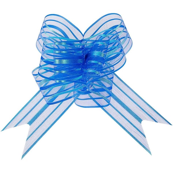 Blå julrosetter (20-pack) - Organza Pull Bow Ribbons