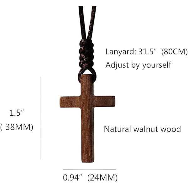 Naturligt Valnöt Kors Hängsmycke Halsband Män Kvinnor Present Halsband Trä Bil Backspegel Hänge, Trä, Ingen Ädelsten