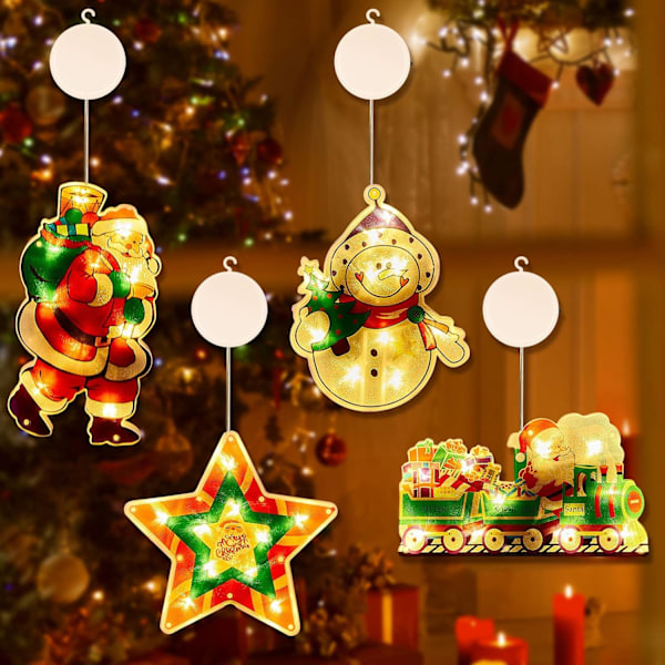 4 Pieces Christmas Window Lights Decorations Christmas Window Silhouette