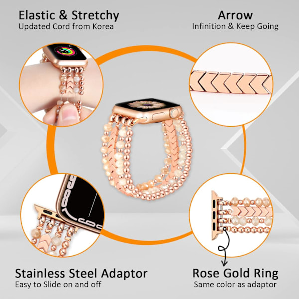 Armband med pärlor kompatibel med Apple Watch 38mm 40mm