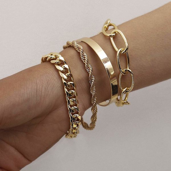 Söt Boho Guld Silver Kedjebracelett Set för Kvinnor Justerbar Mode Pärlor
