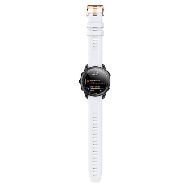 Til Garmin Fenix 7s silikone rosegold spænde urrem UUS White