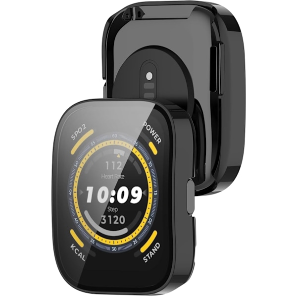 Avsedd för Amazfit Bip 5 Skal, Hårt PC Fullt Skydd Härdat Glas Skärmskydd Stötfångarskal för Amazfit Bip 5 Klockskal (Svart&Klar) Svart&Klar
