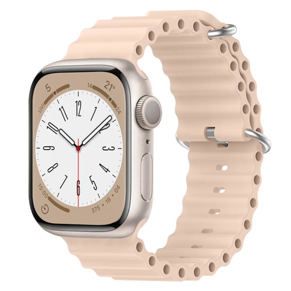 Ocean Armband för Apple Watch Band 44mm 40mm 45mm 41mm 49mm 42mm 38mm Smartwatch Silikon Rem Iwatch Ultra Serie 7 6 3 Se 8 light pink 42 44 45 49mm