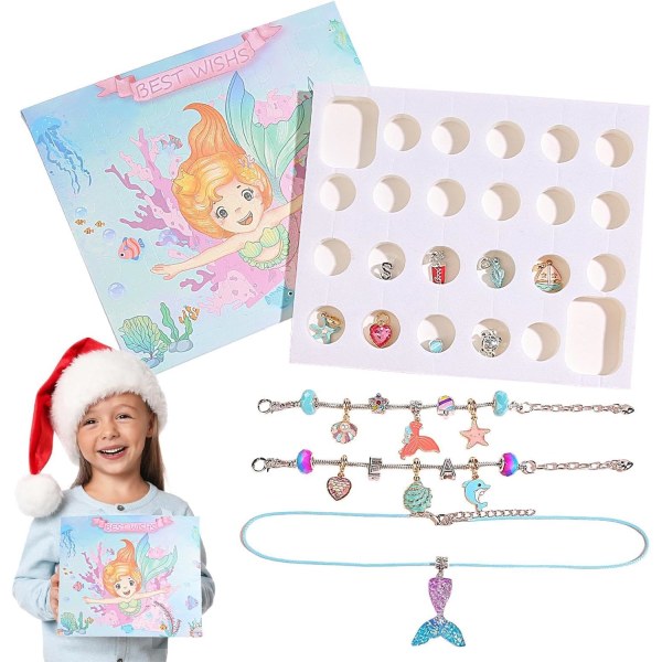 Sjöjungfru armband kit, sjöjungfru pärlor & charm armband gör-det-själv-kit, sjöjungfru pärlor sommar hav armband för födelsedag, påsk, jul sjöjungfru diy