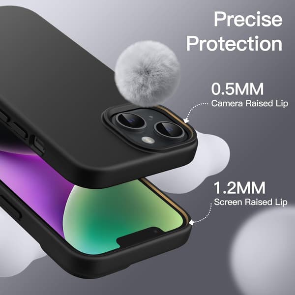 Silikondeksel til iPhone 14 6,1 tommer - Full beskyttelse, støtsikker, mikrofiberfôr