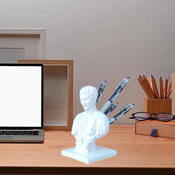 Sttue ncil Holder Resin Figure Modeling, Cesr Desk n Holder Holds 11 ns, Funny ncil Holder for Home Office Desk Decor History Gifts White