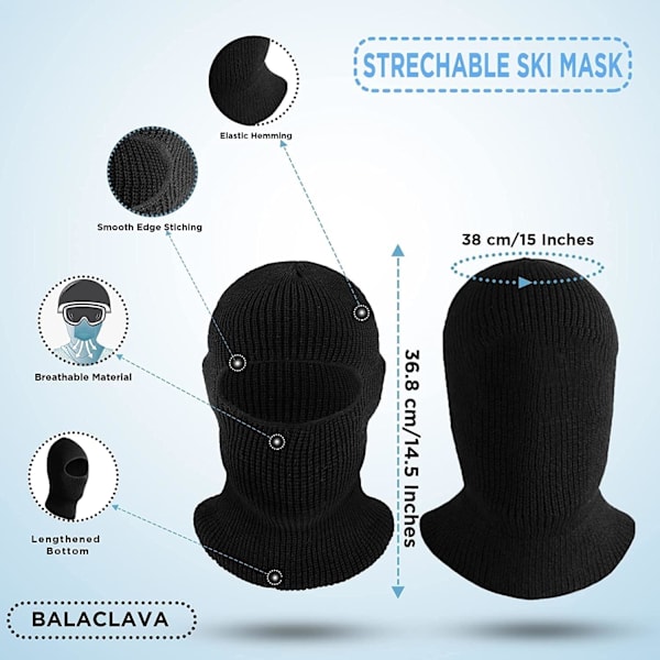 Pustemateriale strikket balaclava for utendørs sport (én størrelse)