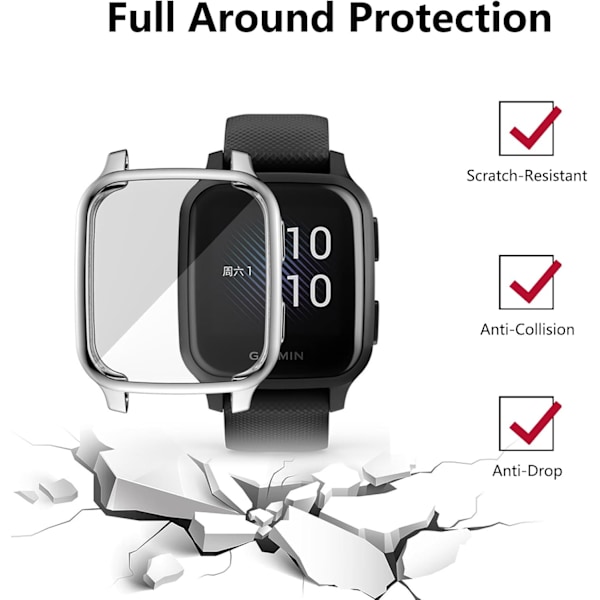 4-pack Skal Kompatibelt med Garmin Venu Sq 2 / Venu Sq Skärmskydd Skal, Mjuk TPU Allround Skyddande Skärmskydd Stötfångarram för Garmin Venu