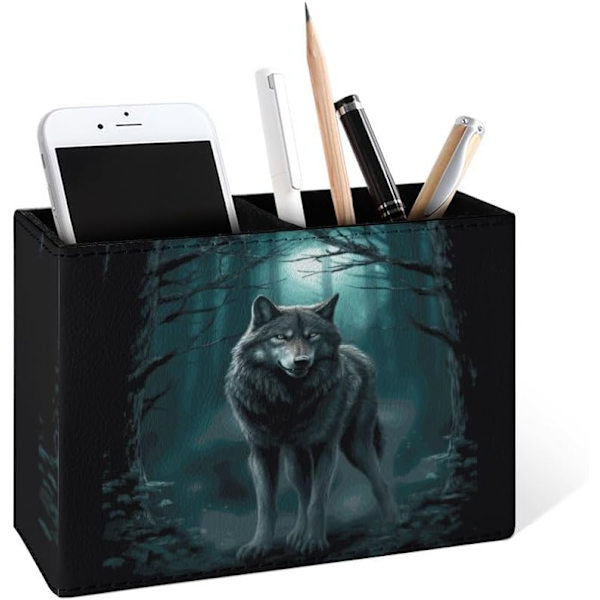 n Holder ncil Holder for Desk Forest Wolf PU Leer ns ncils Holder Cup Desktop Desk ncil n Orgnizer Mkeup Brush Holder for Office Multicolor15