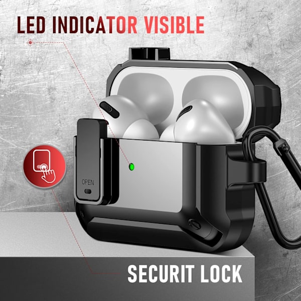 Airpod Pro 2 fodralöverdrag 2022 med Secure Lock Clip