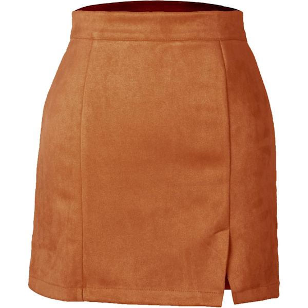 Kvinners Høy Midje Faux Suede Side Split Bodycon Kort Miniskjørt
