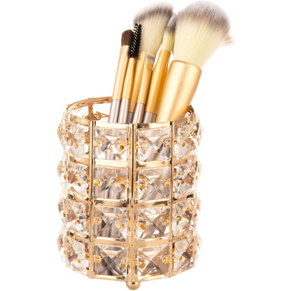 n ncil Continer Holder Office Desk ccessories Continer Mke Up Brushed Storge Box (Crystl,Gold)  Crystl,Gold  Crystal,Gold