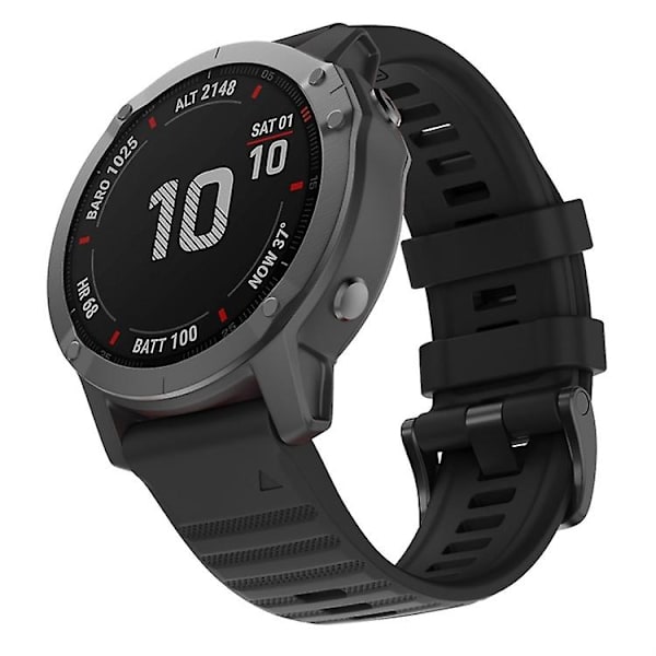 Til Garmin Fenix 6x 26mm Silikone Smart Watch Rem JCE Black