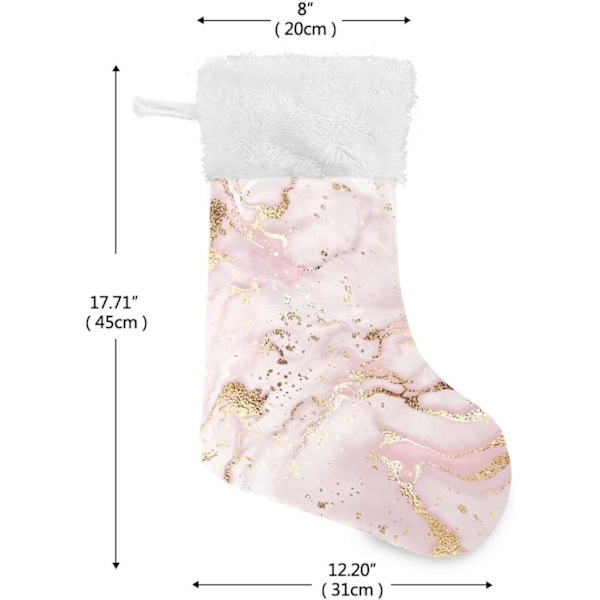 Jule-Strømpe, Personlige Jule-Strømper 2-pakning Guldlinjer Rosa Marmor 45,7 cm Jule-Strømper Hængende Ornament Pejs til Træ