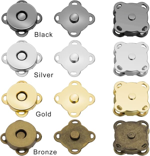 16 set magnetiska tryckknappar för sömnad, magnetiska tryckknappar, tryckknappar för att sy på väskor, handväskor, plånböcker, gör-det-själv-hantverk