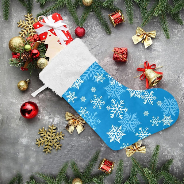 Julklapp, personliga julklappsstrumpor 2-pack Snöflingemönster 45,7 cm Julstrumpor Hängande Ornament Eldstad för träddekoration