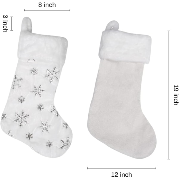 19 tum Klassisk vit julstrumpa, håller formen bra när den är fylld, konstgjord