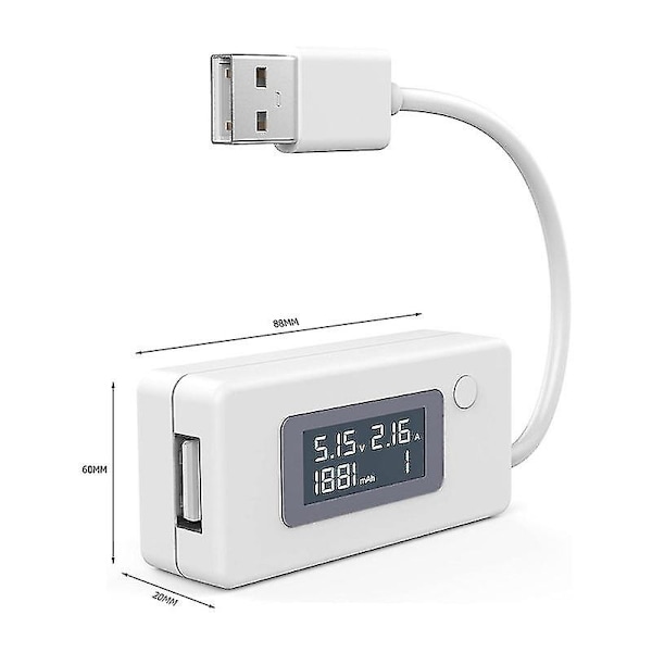 1. USB-strømmåler Ström Spændingstester Multimeter, USB-oplader Strøm Spænding Kapacitetsdetektor til computertelefon Power Bank