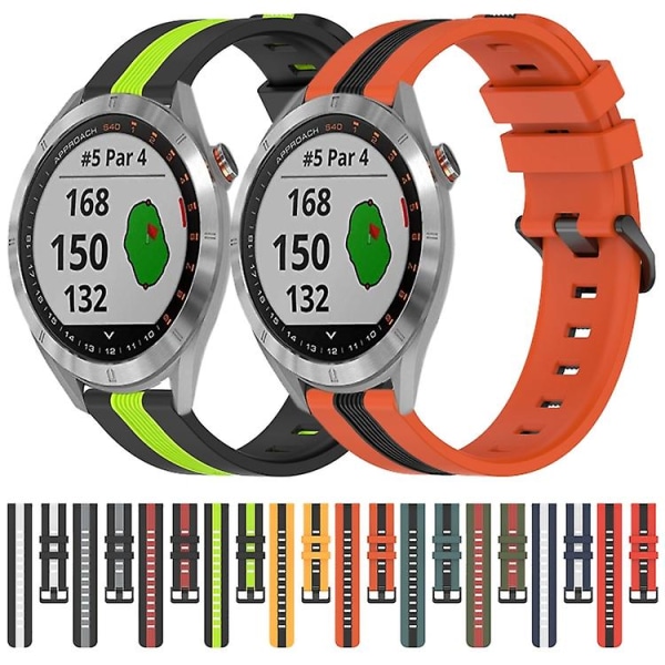 För Garmin Approach S40 20mm Vertikal Tvåfärgad Silikonklockarmband OMJ Black-White