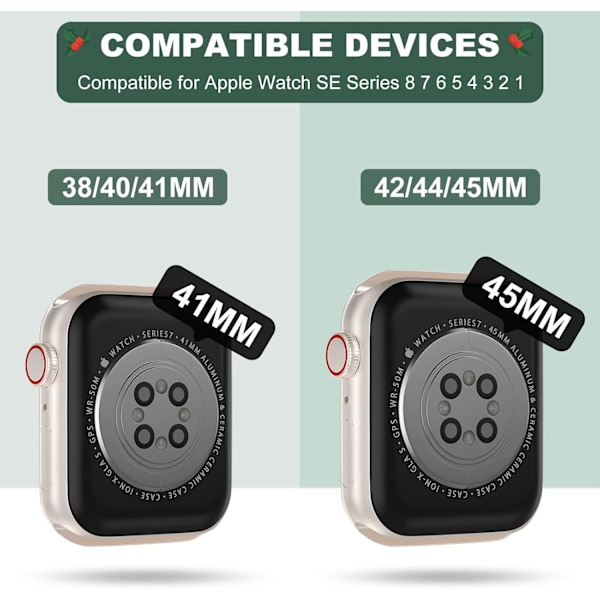 Kompatibel med kristallklara Apple Watch-armband, 45 mm 44 mm