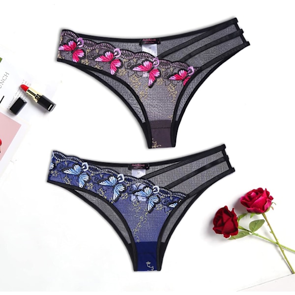 Sexy truser for kvinner Butterfly Broderte undertøy Mesh