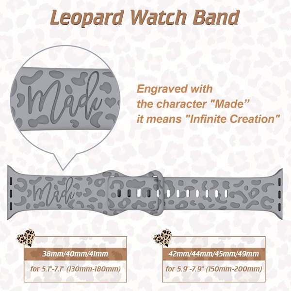 6-pak leopardgravert band som er kompatibel med Apple Watch