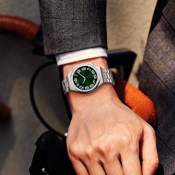 Luksus etui designet til Galaxy Watch 6 Classic 47mm 2023, robust militærbeskyttende metal kofanger etui med taktisk rustfrit stålbånd til