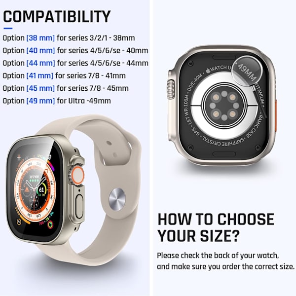 Vandtæt etui til Apple Watch Ultra 49 mm skærm