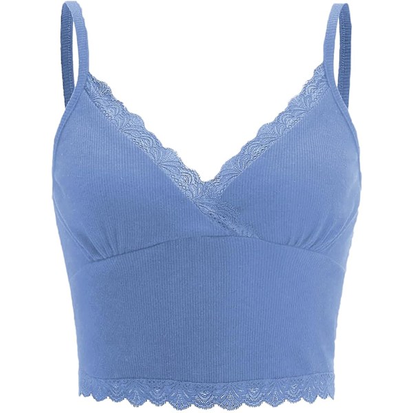 Kvinners Y2K blonder trim V-hals ermeløs Cami Crop Top Camisole