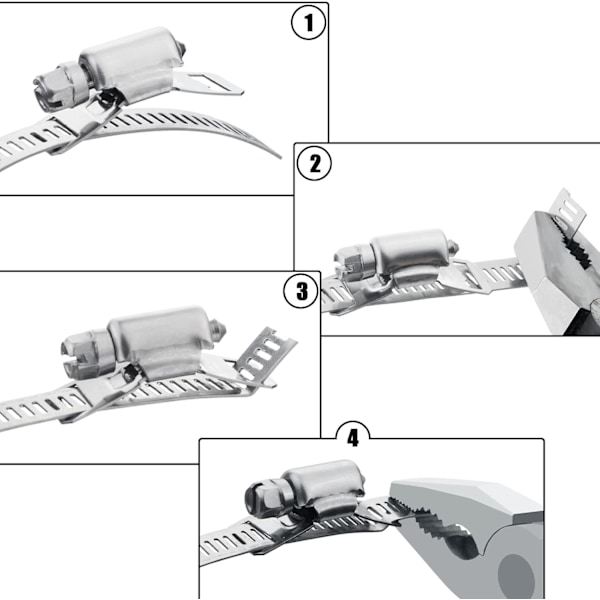 2m rostfritt stålslangklämma - justerbara slangklämmor