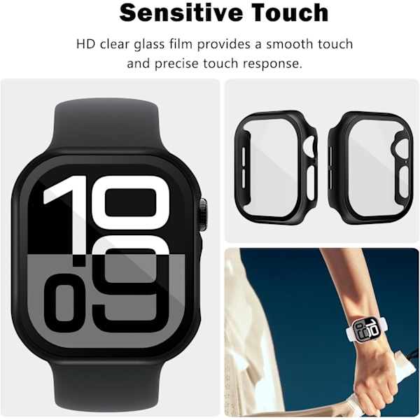 [6 kpl] Suojakotelo kellolle, kova PC-kellonäytönsuoja, karkaistu lasikalvo Apple Watch Series 10 46mm:lle (6 väriä, 46mm) 6 väriä