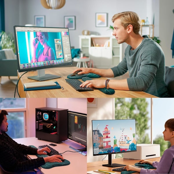 Musemåtte håndledsstøtte, 2 i 1 tastatur håndledsstøtte + ergonomisk musepude, skridsikker håndledsstøtte til computertastatur, gør skrivning nem og lindrer