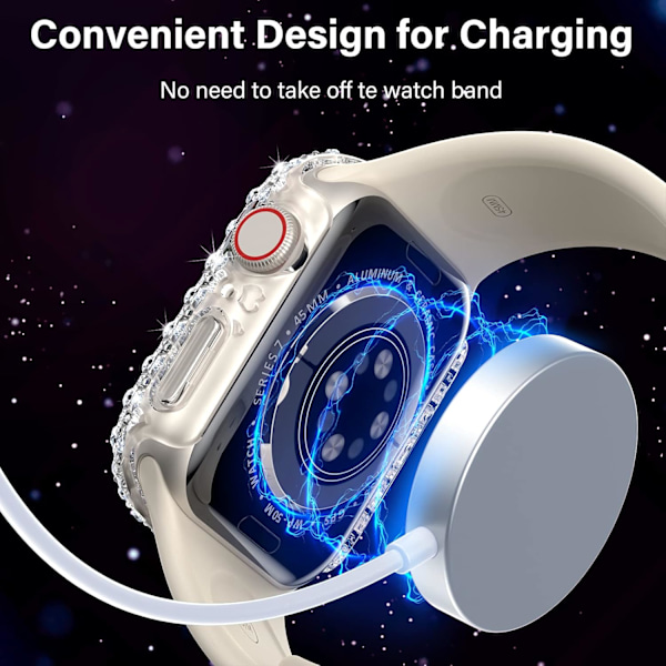 til Apple Watch Series 8/7 45 mm etui, [2-pak] hård PC Bling Bumper