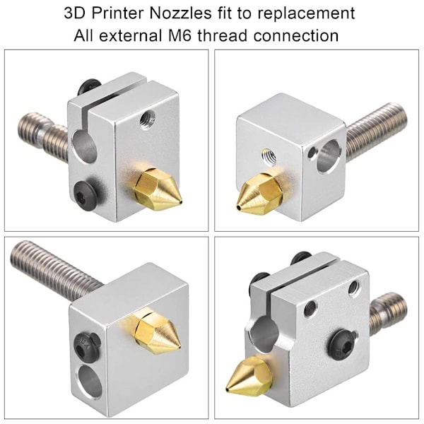 8 st 0,8 mm 3D-skrivarmunstycken - MK8 Extrudermunstycken för Makerbot, Creality, Anet