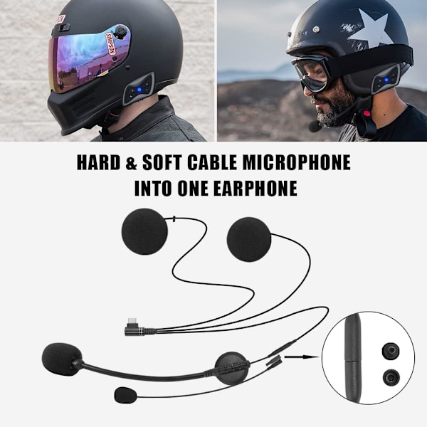 Typ-C motorsykkel Bluetooth-headsetmikrofon, 2 i 1