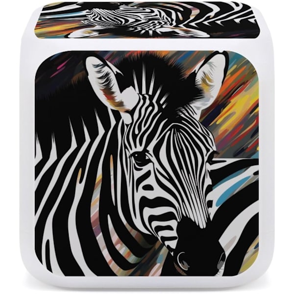 LED Vækkeur, Abstrakt Dyr Zebra Print Flerfarvet Vækkeur Geometrisk Vækkeur Soveværelse Vækkeur Lydløs Vækkeur Hvid Hvid