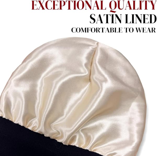 wxsp 2-pack Dam Satinfodrad Mössa Hatt Sidenfoder Vintermössor Mössor för Kvinnor Mjuk Slouchy Mössa Skull Cap Svart+svart One