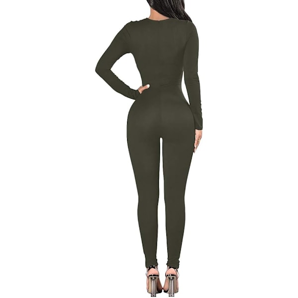 Kvinde Sexet Bodycon Langærmet Rund Hals Enkelt Stykke Jumpsuit Romper