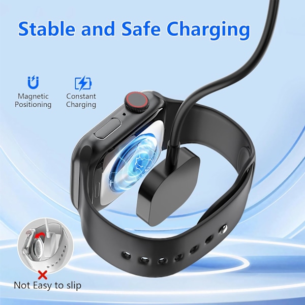 6-i-1 multiopladerkabel til Apple Watch-oplader, 10FT USB A/C hurtigopladningskabel kompatibel med iWatch Ultra/SE/9/8/7/6/5/4/3 & iPhone