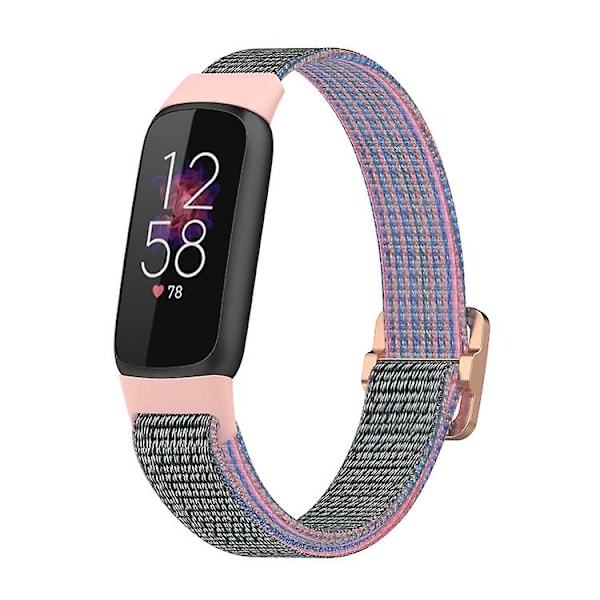 For Fitbit Luxe Justerbar Elastisk Nylon Urrem OVR Pink Sand