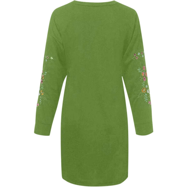 Jumper Kjole Tilbud - Casual Langærmet Blomsterbroderi, Plus Størrelse