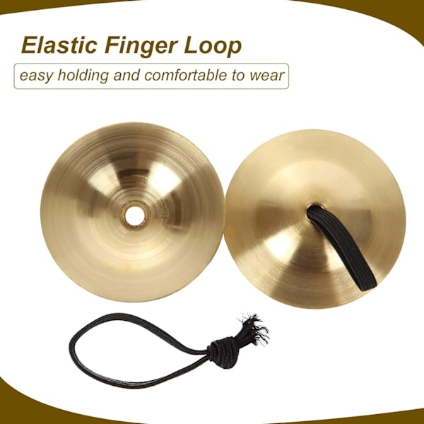 12 stk fingercymbaler magedans, 5,3 cm gull messing fingerdans