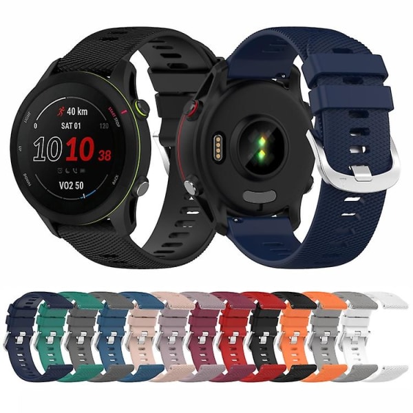 För Garmin Forerunner255s 18mm Cross Textured Silikon Armband JWS Black