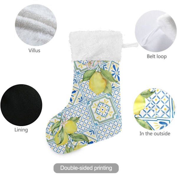 Julklapp, Personliga Julklappsstrumpor 2-pack Lemon Boho Limin 45,7 cm Julstrumpor Hängande Ornament Kamin för Träddekoration