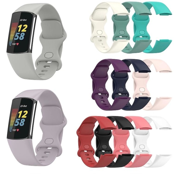 For Fitbit Charge 5 Monokromatisk Silikonurrem RYO Red