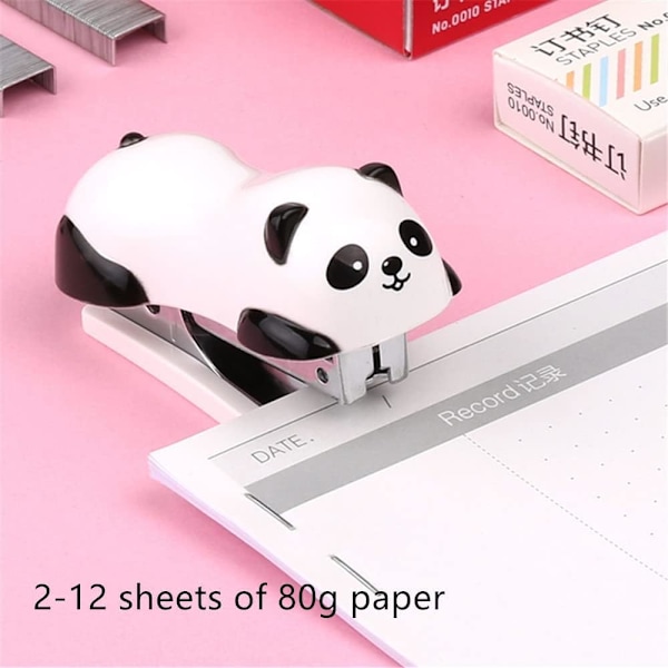Søt Panda Skrivebords Heftemaskin med Hefteklammer og Fjerner (1 Pakke)
