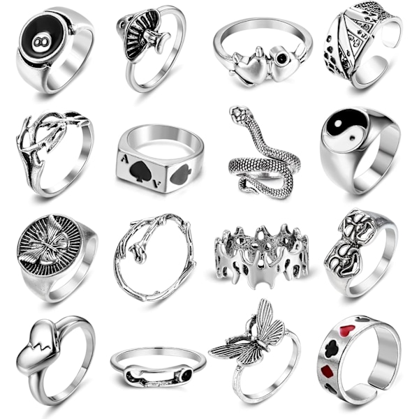 Gotiska ringar set för kvinnor män - Vintage punk ringar set